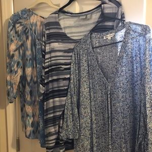 BUNDLE 3 flowy blouses size3X shades of blue MOVING SALE:ALL TOPS $5 &20% off 2+